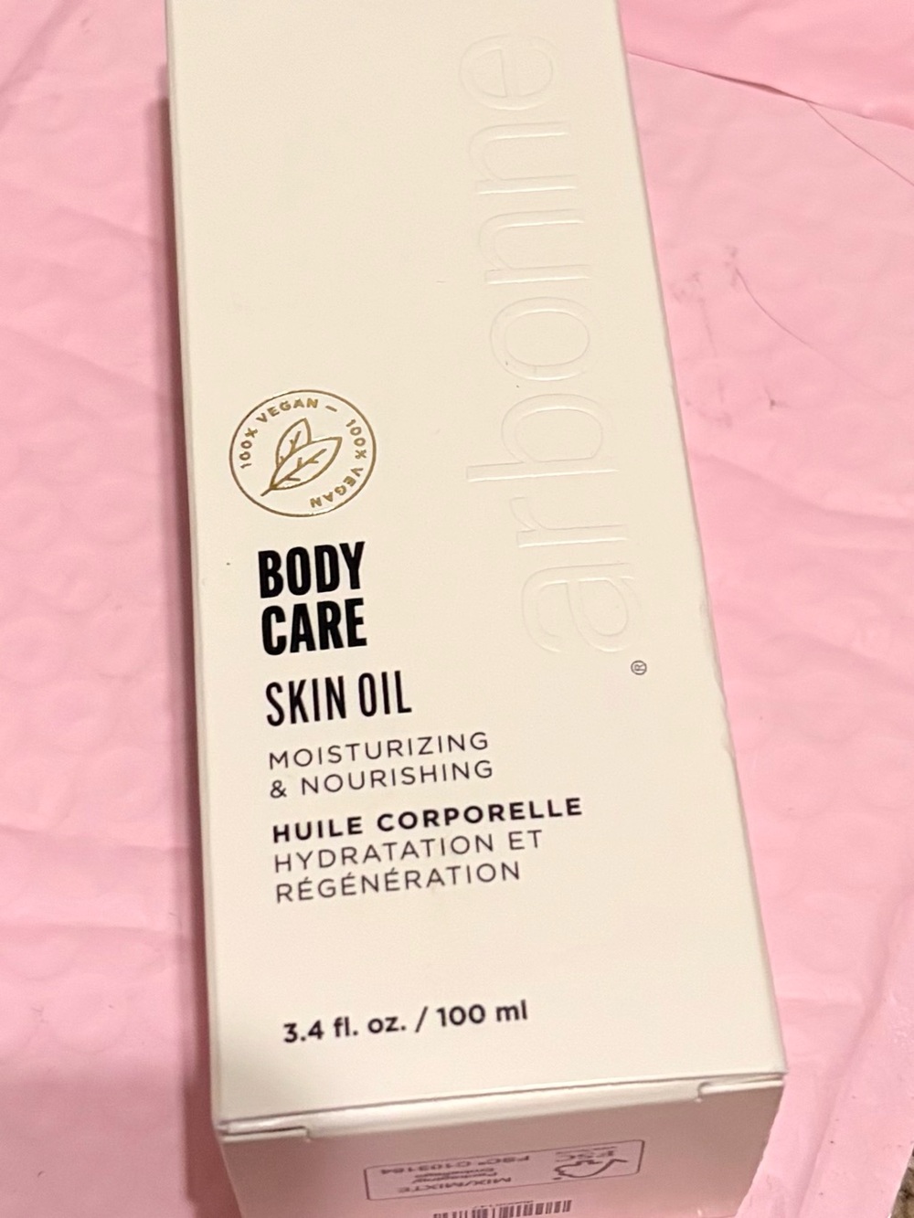 Arbonne Skin Oil Body Care - White & Pink Packaging